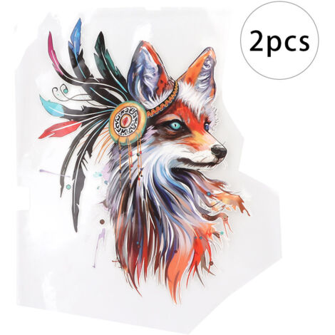 2 autocollants thermocollants motif animal 3D à repasser sur vêtements et t-shirts (renard coloré)