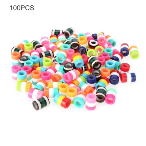 100 pièces de perles colorées en résine pour tresses, anneaux et bracelets cheveux, accessoires de décoration beauté (1/5)