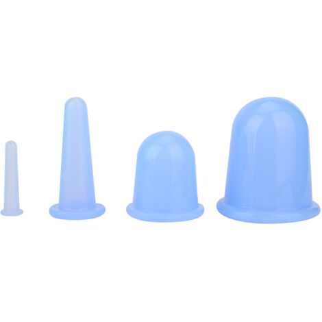 4 pièces Ventouses de Massage Facial pour Lifting et Raffermissement de la Peau - Thérapie par Ventouse (Bleu) (1/5)