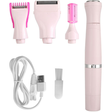 Rasoir Électrique 4en1 pour Femmes - Épilation Aisselles Jambes - Rechargeable USB - Rose (1/5)