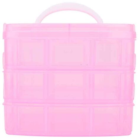 Boîte de Rangement Détachable 3 Étages pour Outils de Nail Art et Bijoux - Rose (1/5)