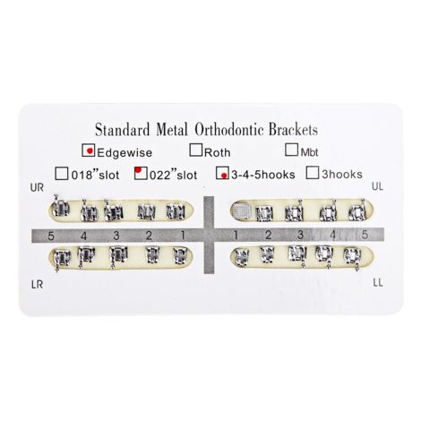 10 Packs de Brackets Orthodontiques Métalliques pour Dents, 022slot345hooks (Edgewise) (1/5)