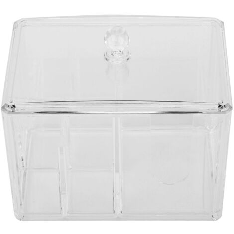 Boîte de Rangement Transparente 14x10x13cm pour Coton-Tiges et Disques Démaquillants (1/5)