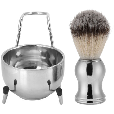 Support Brosse à Barbe en Acier Inoxydable avec Porte-Brosse et Bol à Savon - Ensemble Rasage Homme (1/5)