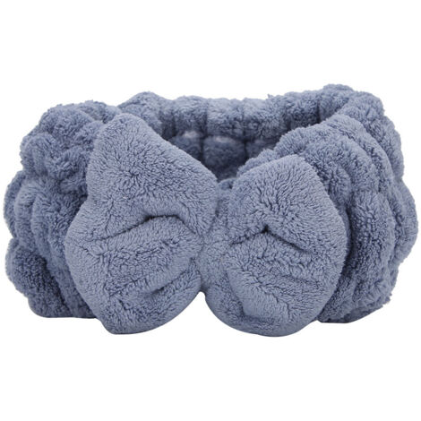 Bandeau Cheveux en Polaire Coral Absorbant pour Maquillage Accessoire Capillaire Bleu (1/5)