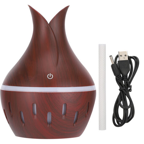 Diffuseur d'huiles essentielles USB 300ml - Brumisateur d'air portable avec lumière colorée et design bois (1/5)