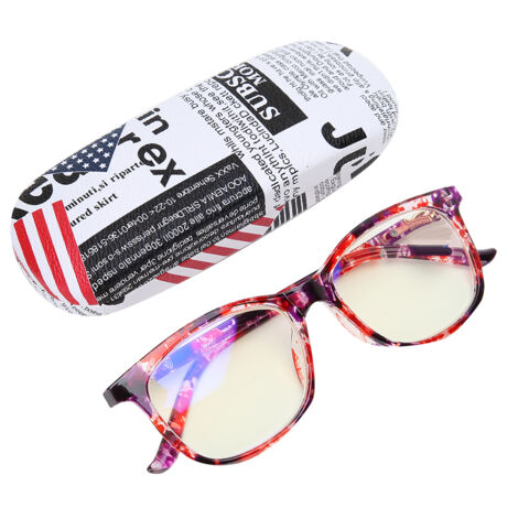Lunettes anti-lumière bleue pour presbytes avec étui de rangement - Hommes et femmes (+250 points rouges) (1/5)