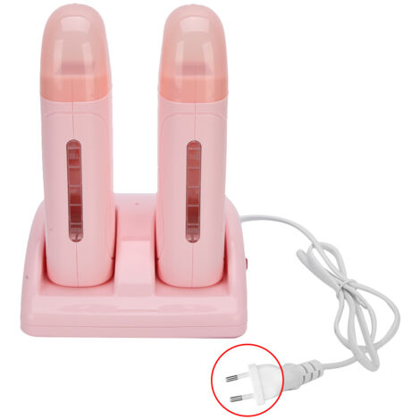 Chauffe-cire professionnel double pour épilation - Machine à cire chauffante rose, prise EU 220V (1/5)