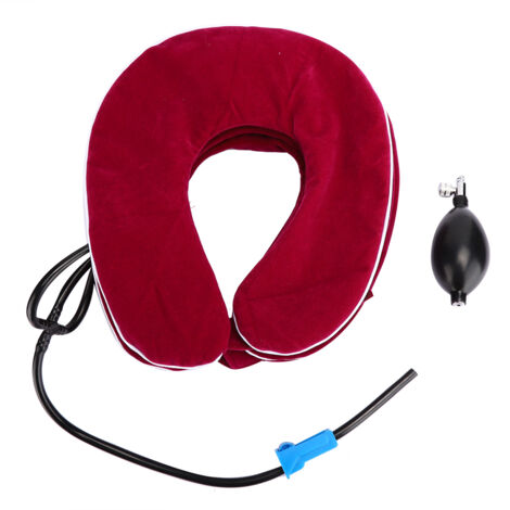 Collier Cervical Gonflable Adulte - Appareil de Traction et Soutien Cervical à Domicile Rouge Rose (1/5)