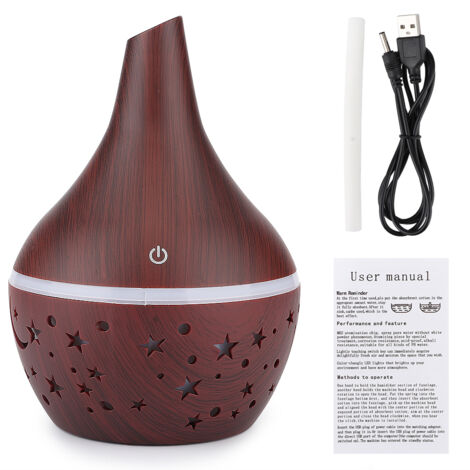 Humidificateur USB Portable Mini avec Lumière d'Ambiance - Grain de Bois Foncé et Design Creux (1/5)