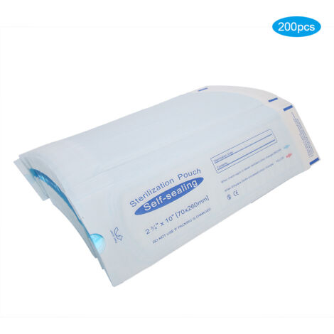 200 unités de sachets autoadhésifs 70x260mm pour accessoires dentaires et emballage (1/5)
