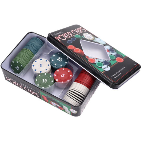 QWORK 100 Jetons De Poker Professionnels - PVC - Boîte De Rangement 5 Compartiments - Rouge, Bleu, Vert, Noir, Blanc