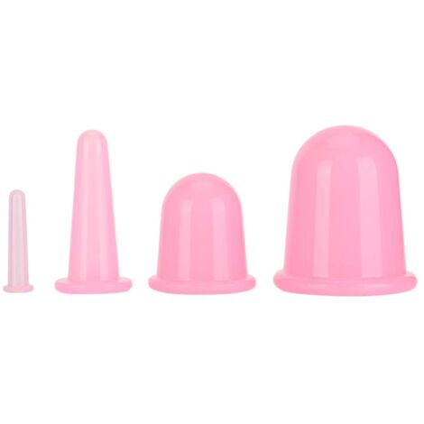 4 Pièces Ventouses Silicone Massage Corporel Anti-Cellulite Rose (1/5)