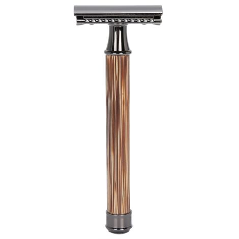 Rasoir Manuel Portable à Manche en Bambou pour Barbe et Corps - Couleur Pistolet (1/5)