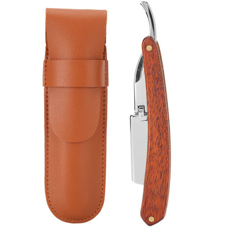 Rasoir Manuel Professionnel pour Hommes avec Manche en Bois et Porte-Lame Pliable (Sans Lame) (1/5)