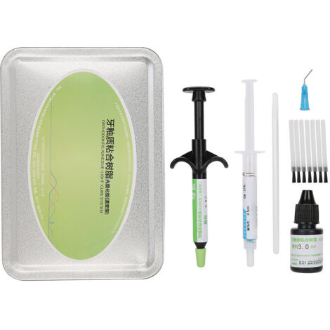 Kit d'Adhésif Orthodontique Dentaire à Polymérisation Lumineuse - Système de Collage Vert avec Outils Accessoires (1/5)
