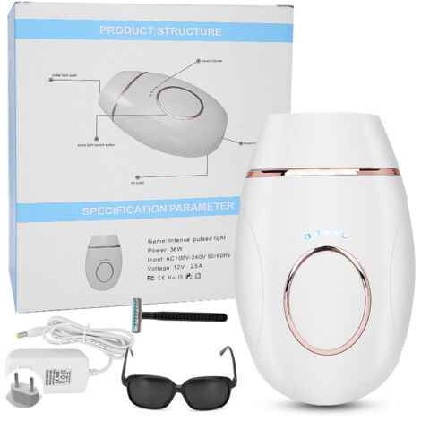 Épilateur IPL Mini Indolore pour Aisselles, Jambes et Corps avec Voyant Lumineux, Blanc, Prise EU 110‑240V (1/5)
