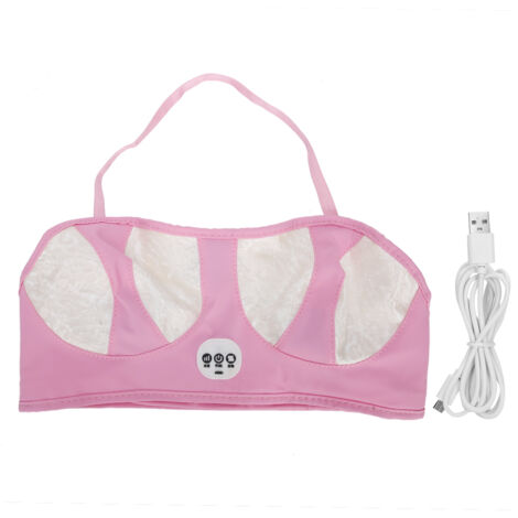Machine de Massage Poitrine Électrique pour Augmentation Mammaire, Soutien-Gorge Vibrant Rose/Blanc (Type Rechargeable)