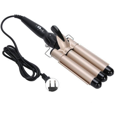 Fer à friser triple mèche avec technologie tourmaline, 2 températures, pour boucles parfaites, prise EU or. (1/5)