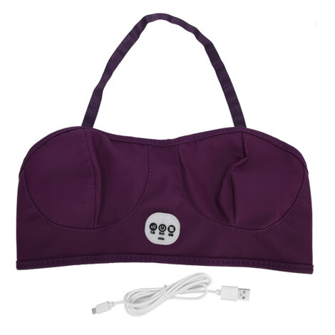 Machine de Massage Vibrant pour Poitrine - Soutien-gorge Électrique Chauffant, Type Rechargeable Violet