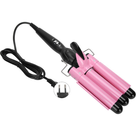 Fers à boucler triple mèche avec technologie tourmaline, 2 températures, manche rose et prise EU (1/5)