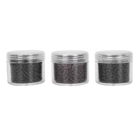 3 Bouteilles d'Outils pour Extensions Capillaires en Silicone 3.0mm, Anneaux Micro Liens Perles Confortables (Tailles 1/3/5) (1/5)