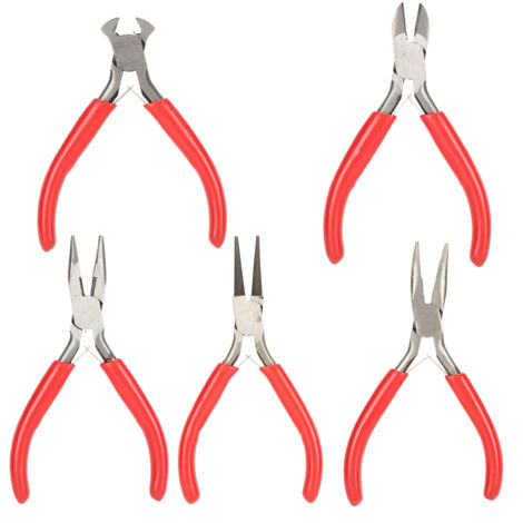 5 pièces pinces à bijoux ronde pointe plate diagonale outils de fabrication joaillerie (1/5)