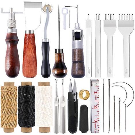 cuir Outils Kit Dequantit Voir Le Graphique Rparation  La Main Artisanat Cuir Fil Cir 8 Couleur Avec Aiguilles  Coudre Ciseaux Ruban  Mesurer Pour (1/5)
