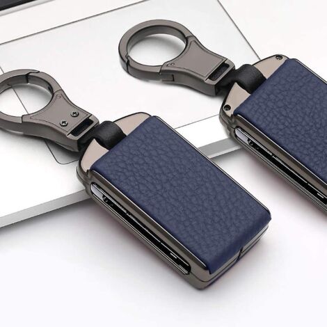 1 Pice En Cuir En Alliage De Zinc Porte-cls De Voiture (bleu) Pour Volvo Xc60 Xc90 S90 V90 Smart Voiture Porte-cls Porte-cls Distance Tui De Prot (1/5)