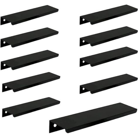 (noir)lot De 10 Poigne Noir Poigne De Meuble Noir- Poigne Invisible Poignee De Meuble Cuisine Noir Poigne Meuble Noir Mat En Alliage D'aluminium E (1/5)