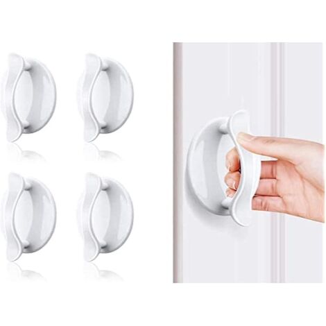 lot De 4 Poignes De Porte Blanches Autocollantes En Plastique Abs Pour Fentres, Portes, Penderies, Tiroirs Et Armoires (1/5)