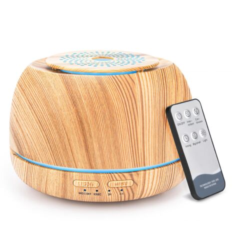 Diffuseur D'huiles Essentielles 300ml (grain De Bois Clair), Humidificateur D'air Diffuseur D'armes, Ultrasons Lectriques, Avec Lumire De Couleur (1/5)