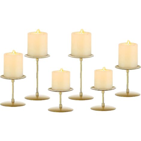 bougeoir Dor Pour Bougies Pilier - Lot De 6 Bougeoirs Mtal Moderne Dcoration Centre De Table Pour Halloween Nol Lavent Deco Pour La Maison Salon A (1/5)