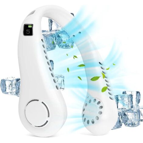 (blanc) Ventilateur Portable Feuilles Numriques Sans Indication Suspension Du Cou 2600 Mah Haute Capacit Climatisation Ventilateur De Poche Usb P (1/5)