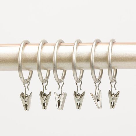 set De 7 Anneaux Pour Clips De Rideaux 2,5 Cm, Argent, Crochets Pour Clips De Rideaux, Attaches Pour Anneaux De Rideaux, Clips Pour Anneaux Romain (1/5)