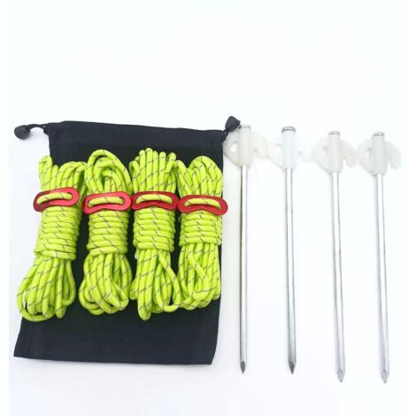 8 Pices Cordes Pour Tente Rflchissante, Corde De Guidage Pour Tente Lgre Avec Tendeur En Aluminium, Vert Guy Corde Idal Pour Le Camping Randonne (1/5)