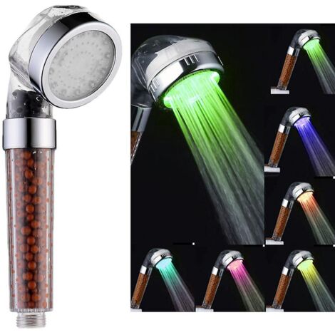 1 Pomme De Douche Avec Tuyau - 7 Changement De Couleur Led, Pression Haute, Conomie Deau, Contrle Temprature, Adoucisseur Deau Pomme De Douche (1/5)