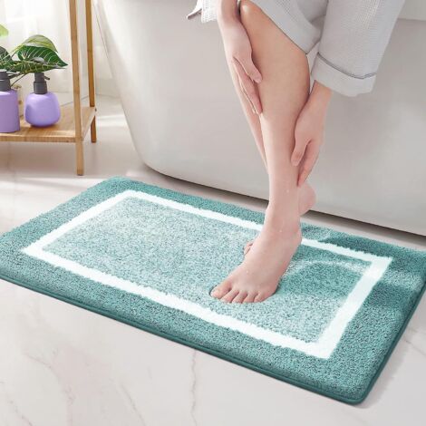40 X 60 Cm Tapis De Bain Antidrapant Color - Bleu Vert, Tapis De Bain Doux En Microfibre, Tapis De Douche Absorbant Lavable En Machine (1/5)