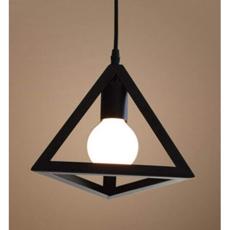 e27 Metal Moderne Pas D'ampoulessuspensions Luminaire Metal Plafonnier Lustre Luminaire Clairage Forme De Gomtrie Culot E27 Noire Suspensions Lumi (1/5)