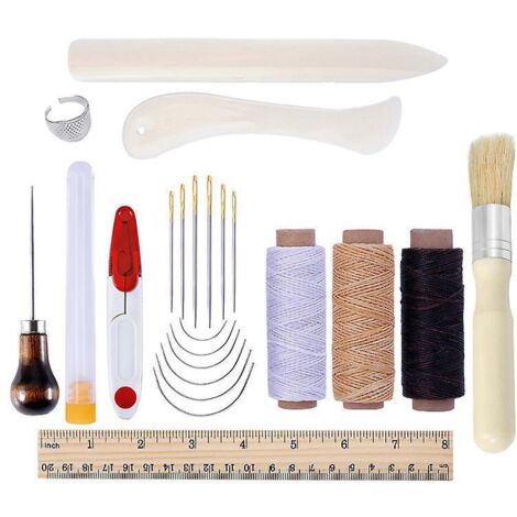 cuir Outils Kit Dequantit Voir Le Graphique Rparation  La Main Artisanat Cuir Fil Cir 8 Couleur Avec Aiguilles  Coudre Ciseaux Ruban  Mesurer Pour (1/5)
