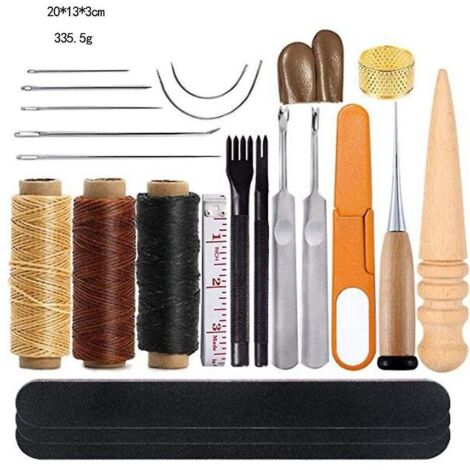 cuir Outils Kit Dequantit Voir Le Graphique Rparation  La Main Artisanat Cuir Fil Cir 8 Couleur Avec Aiguilles  Coudre Ciseaux Ruban  Mesurer Pour (1/5)