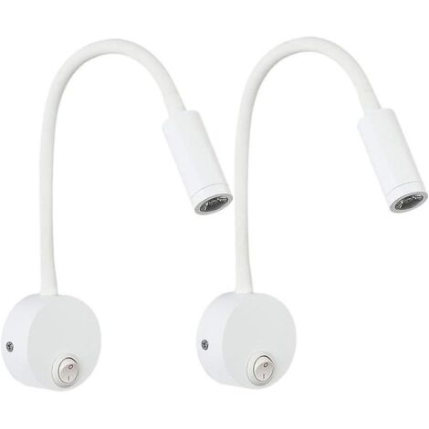 2 Pices Led Lampe De Lecture Murale Couleur Blanc, Lampe De Bureau Lumire Chaude Blanche Design Protection Yeux, Lampe De Chevet Avec Interrupteur (1/5)