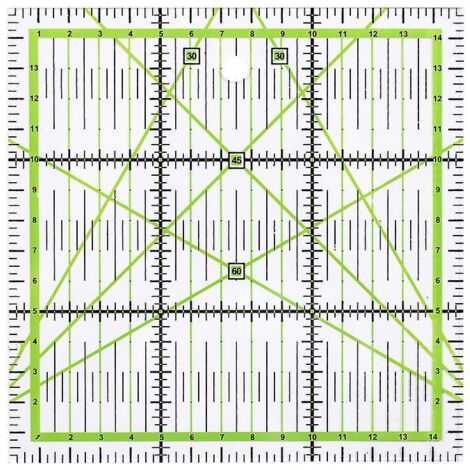 rgle Patchwork 30 X 30 Cm Avec Autocollants Antidrapants Offerts. Rgle Couture Universelle Transparente Avec Graduations En Cm Et Indications D'an (1/5)