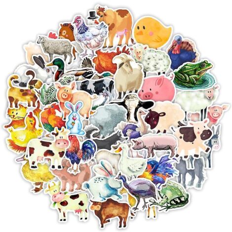 100 Autocollant Animaux De La Ferme, Stickers Animaux Enfant, 4-6 Cm (1/5)
