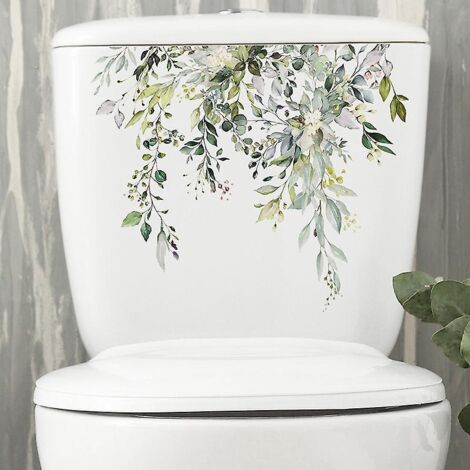 autocollant Pour Couvercle De Toilette En Forme De Feuille De Verdure Tropicale, Home Decor Wall Sticker (1/5)