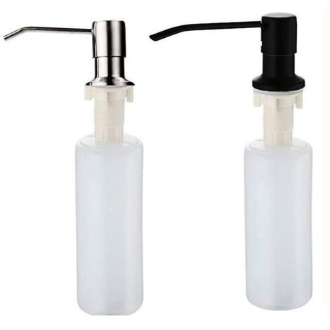 2pcs Distributeur De Savon Encastrable, Distributeur Savon Evier Cuisine Acier Inoxydable, Distributeur Savon Integre Avec Bouteille 350ml, Rechar (1/5)