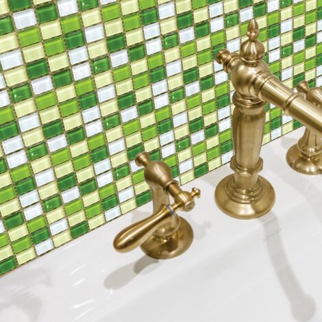 18 Pices Grilles Vertes (1010cm) - Carreaux Autocollants Pour La Cuisine, Le Salon, La Salle De Bain Et La Dcoration D'intrieur Autocollants (1/4)