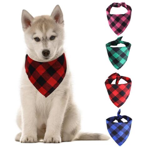 Serviette Triangulaire D't Pour Animaux De Compagnie 4 Pices (carreaux Multicolores-l), Collier Pour Animaux De Compagnie Avec Collier De Chaton, (1/3)