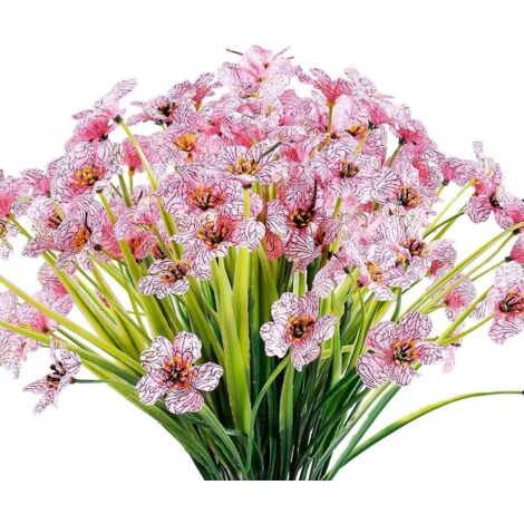 Artificielle Violettes Fleurs,6pcs -1635cm(rose) De Fleurs En Plastique Artificielles,rsistantes Aux Uv,sans Fondu,pour Intrieur Extrieur Fentre (1/5)