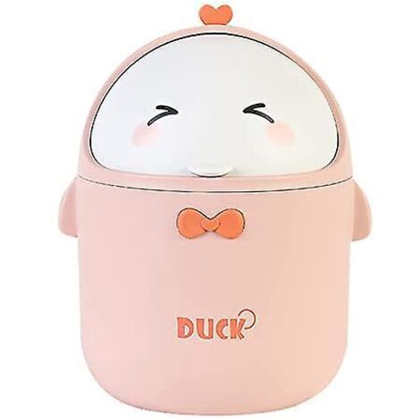 (rose)mini Poubelle De Bureau Avec Couvercle, Poubelle De Style Dessin Anim Mignon Portable, Poubelle Bureau, Petite Poubelle De Salle De Bain, Po (1/5)